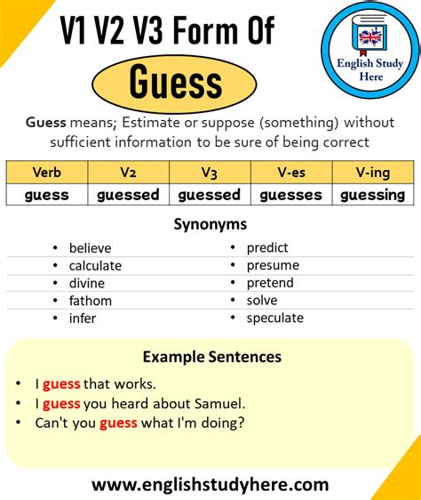 past tense of guess in a sentence